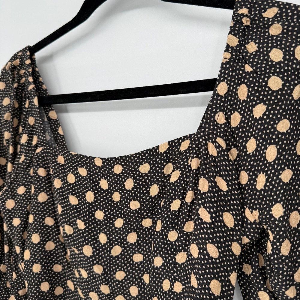 WHIMSY + ROW EDEN CROP TOP BLACK / BEIGE MEDIUM SMOCKED - Picture 5 of 9